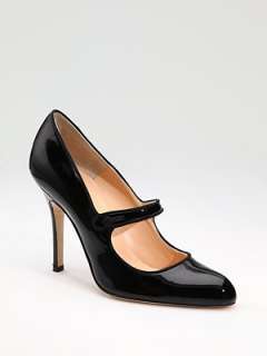 Manolo Blahnik   Campy Patent Leather Mary Jane Pumps    