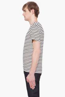 Shades Of Grey By Micah Cohen Cream Striped T shirt for men  