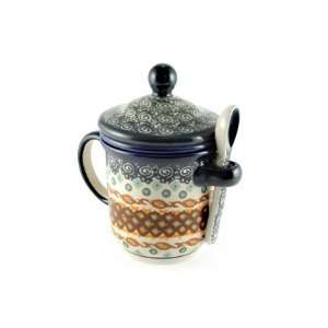  Polish Pottery Angelica Mug with Strainer and Spoon 