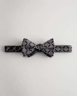 Medallion Print Bow Tie, Black