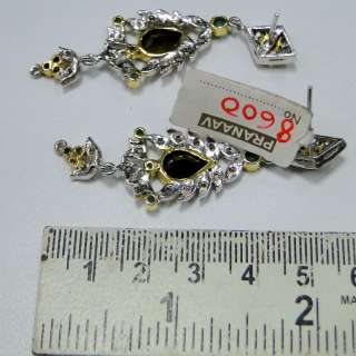 Diamond Emerald tourmaline Victorian Earrings Jewelry  