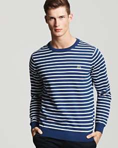 Lacoste Cotton Jersey Striped Crew Neck Sweater