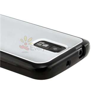 7in1 Accessory Black+Blue Clear Gel Case For Samsung Galaxy S2 T989 T 
