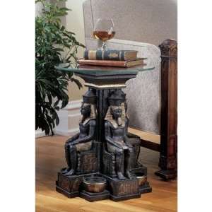 On Sale  Ramses II Egyptian Sculptural Glass Topped Table   Set of 