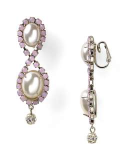RJ Graziano Pink and Pearl Figure Eight Drop Earrings  