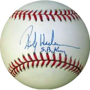Rickey Henderson Autographed Ball   with SB King Inscription