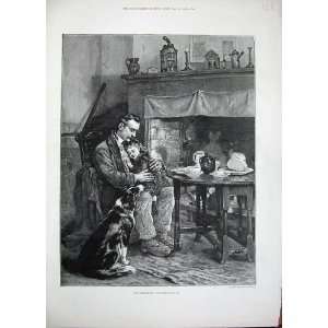 1896 Robert Morley Fine Art Little Girl Father Dog