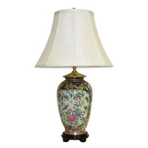  Rose Medallion Birds & Flowers Decorated Table Lamp