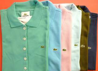 NWT LACOSTE WOMEN SHORT SLEEVE 5 BUTTON PIQUE POLO VARIOUS SIZES 