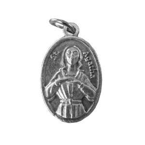 St. Agatha Medal Pray for Us 20 Steel Chain with Clasp