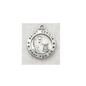  Sterling Silver St. Cecilia Medal with 18 inch chain 