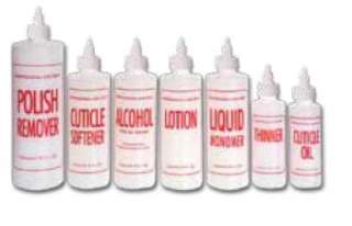 Empty Solution Bottles Polish remover, lotion, acetone, cuticle oil 