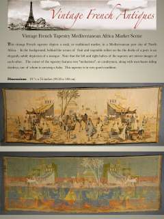 Vintage French Tapestry Mediterranean Africa Market Scene  