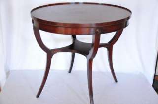   Oval Mahogany Side Table with Leather top, Imperial Furniture c.1930s