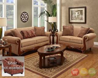 Key West Traditional Sofa & Love Seat Living Room Furniture Set Taupe 