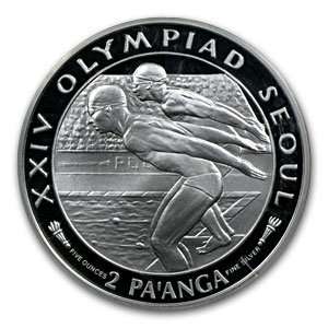  Tonga 1988 2 Paanga Silver Prf Seoul Olympics (In capsule 
