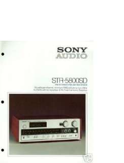 Sony STR 5800SD Stereo Receiver Brochure 1976