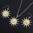 Silver Inlay Golden Sunny Sun Earrings Necklace Sets