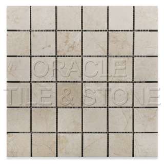 Crema Marfil Marble Polished Mosaic Tile on Mesh  