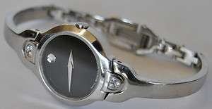 NEW Movado Kara Diamond Stainless Steel Bangle Watch 0605489  