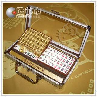 NEW Sanrio Hello KITTY Mini Size Mahjong Game Set Gold  