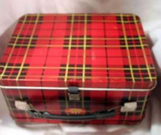 Vintage 1973 Plaid Lunch Box King Seely Thermos Vacuum Bootle  