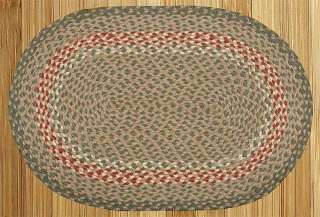 Green/Burgundy Braided Area Rug, Various Sizes Available  