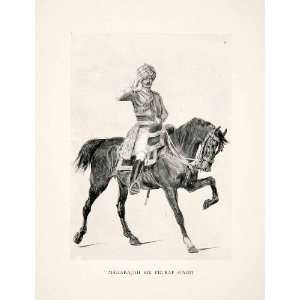 1898 Print Maharajah Pratap Singh Idar Horse Equestrian Costume Indian 
