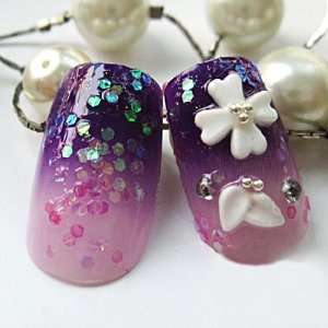   Lavendar Flower Artificial/False Nails, Party Nails, Glue Not Included