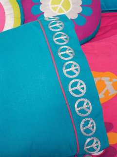   Girl Peace Sign Fuchsia Pink Comforter Bedding Set FULL/Queen 10pcs