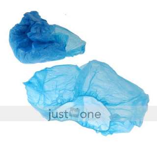 50x Plastic Disposable Shoe Covers Carpet Cleaning Blue  