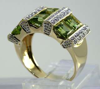 BEAUTIFUL 4CT SQUARE INVISIBLE SET PERIDOT ROUND DIAMOND & 14K 2 TONE 