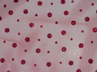 TULLE NETTING SHEER RED GLITTER DOTS 58 POLYESTER  