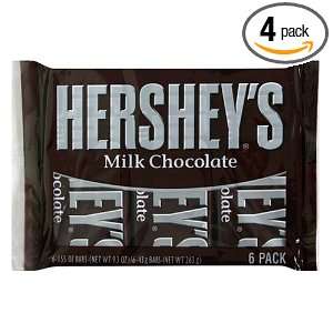 Hersheys Milk Chocolate Bars, 6 Count, 1.55 Ounce Bars (Pack of 4 