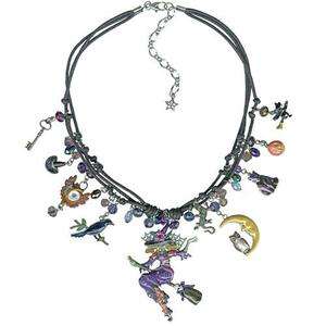   Folly Divine Diva Witch Corded Necklace Halloween Charms Crystals Bead