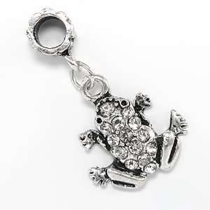 Dangling Crystal Frog Metal Charm by Olympia   Compatible with Pandora 