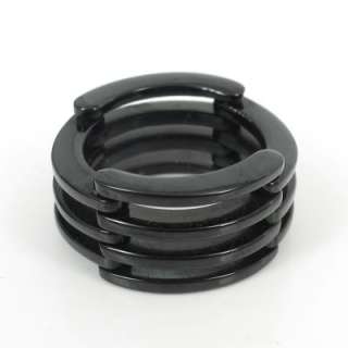   Womens Black Stainless Steel Flexible Layer Hinge Ring Size 10  
