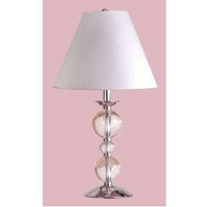   Light Table Lamp, Chrome with Crystal Balls, Fabric Shade, B9327