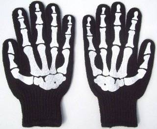 Skeleton Work Gloves with Rubber Grippers on Palm X ray Gothic Goth 