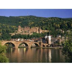 Castle, Neckar River and Alte Bridge, Heidelberg, Baden Wurttemberg 