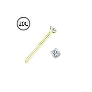   Gold Straight Nose Stud Ring 1.5mm Genuine Diamond G SI1 20G FREE Nose
