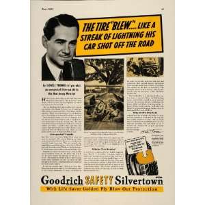  1937 Ad Goodrich Silvertown Gold Ply Tire Lowell Thomas 