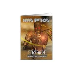  Boyfriend Birthday Card With Cyborg   Modern Robot Card 