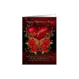  Boyfriend, Valentines Day Card With Heart And Roses Card 