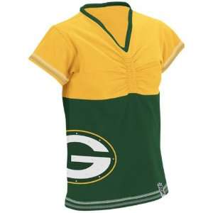  Green Bay Packers Girls 7 16X Shirred Front Short Sleeve Top 