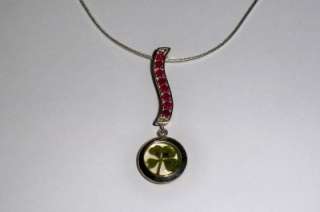 Real Four Leaf Clover Shamrock Pendant Necklace  