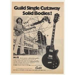  1974 Guild M 75 Single Cutaway Solid Guitar Print Ad 
