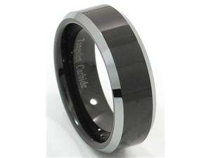    Tungsten Carbide Ring Plated Black with Natural (Silver 