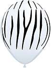 ZEBRA Animal Print Latex Balloons jungle party white