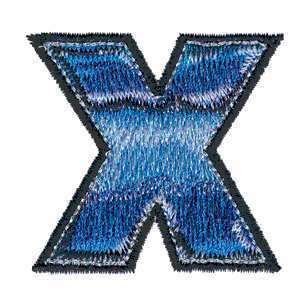 Chrome Letter X Alphabet Embroidered Iron On Patch  
